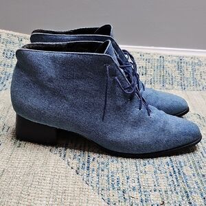 Denim Lace-Up Ankle Boots